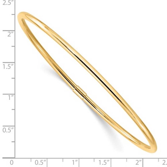Real 10K Yellow Gold 3mm Polished Slip-On Bangle Bracelet - Picture 4 of 5